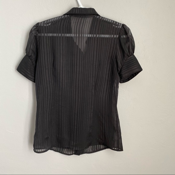 KRIZIA Black Sheer Buttoned Blouse Puffy Sleeves - Picture 3 of 8